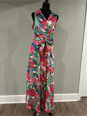 Love By Design Sleeveless Floral Maxi Dress in Pink, Blue & Green